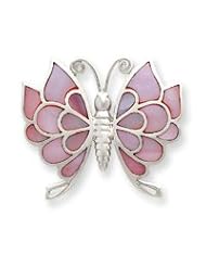 Sterling Silver Pink Shell Butterfly Slide