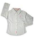 Cool Island - Girls Long Sleeved Button Down Collared Twill Top, White