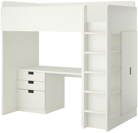STUVA, Loft bed with 3 drawers/2 doors, white