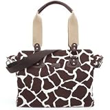 31MhXMAdSXL. SL160  Oioi Giraffe Print Tote Diaper Bag in Cocoa on White, Burnt Sienna, and Faux leather trim