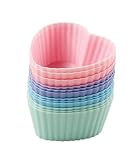 from Kitchencraft Heart Shaped Cupcake Cases, Set of 12 Silicone Cups, for Valentines, Cupcakes and Muffins Model KCSILCUPCAKEx12