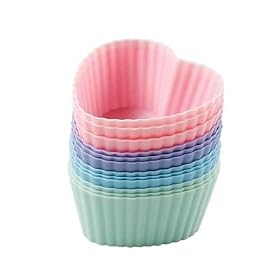Heart Shaped Cupcake Cases, Set of 12 Silicone Cups, for Valentines, Cupcakes and Muffins