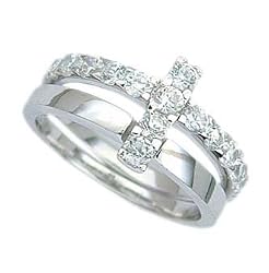 Sterling Silver Engagement 2 Set Ring with Cubic Zirconia - Size: 5-9