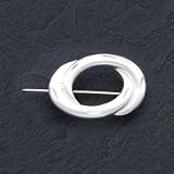 Sterling Silver Satin Finish Diamond Cut Double Circle Pin