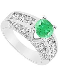 Emerald and Diamond Ring 14K White Gold - 2.75 CT TGW