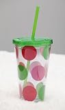 Insulated Cup w/Straw 17oz & Twist Off Lid, Christmas Dots