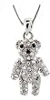 Petite 1" 3D Bling Crystal Teddy Bear Necklace with Moveable Joints 18" Chain