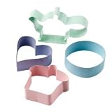 Miniamo Cupcakes / Pastels 4 Piece Coloured Metal Cookie Cutter Set plus free cookie cutter
