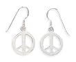 Sterling Silver Polished Peace Symbol French Wire Earrings