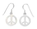 Peace Sign Earrings Sterling Silver