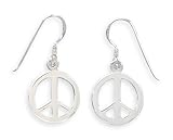Polished Peace Symbol French Wire Earrings