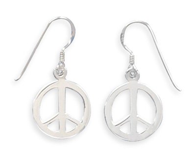 Polished Peace Symbol French Wire Earrings