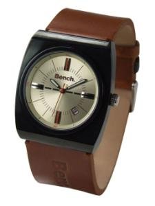 Bench gents three hand quartz analogue, date feature, light brown strap watch