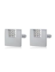 Home: Square Alloy Plated Mens Cufflinks with Diamond Decoration (Silver) M. by Preciastore - Preciastore