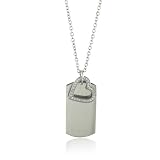 Sterling Silver & Cubic Zirconia Heart Dog Tag with Chain