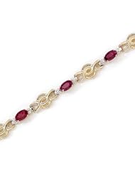14K Yellow Gold Oval Ruby and Diamond Bracelet