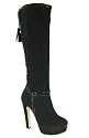 Womens Faux Suede Round Toe Knee High Boot Ladies High Heel Platform Boot Size 3 4 5 6 7 8