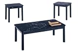 Poundex 3-Piece Coffee Table, Black Marble