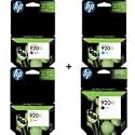 HP 920XL Four Pack Black & Colors Ink Cartridge Set (Black CD975AN, Yellow CD974AN, Cyan CD972AN, Magenta CD973AN)
