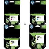 HP 920XL Four Pack Black & Colors Ink Cartridge Set (Black CD975AN, Yellow CD974AN, Cyan CD972AN, Magenta CD973AN) ~ HP
