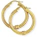 9ct Fancy Hoop Earrings with Plain and Twisted Tubes. Beautiful presentation gift box and anonymous outer packaging. Money back if not 100% delighted