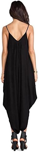 Angcoco Womens V-neck Spaghetti Strap Loose Jumpsuit Harem Cross Pants Rompers