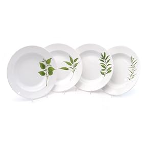 Certified International Culinary Herbs 11-1/4-inch Pasta Bowl, Set of 4 Assorted Designs