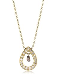 Sethi Couture White and Champagne Diamond Pear Shape Pendant Necklace
