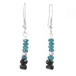 Apatite, Black Onyx and Sterling Silver Bead Dangle Earrings, #8068