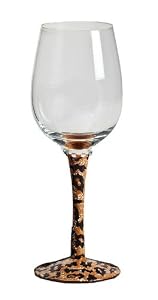 Handpainted Frosted Wine Glass, Leopard