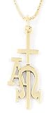 14k Yellow Gold Alpha and Omega Cross Pendant by Bob Siemon, 18