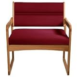 Bariatric Sled Base Chair - Medium Oak/Burgundy Vinyl