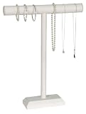 KCF 49134 Jewelry T-Bar Display for Necklace and Bracelets, 14-Inches Wide by 18-Inches High, White Leatherette