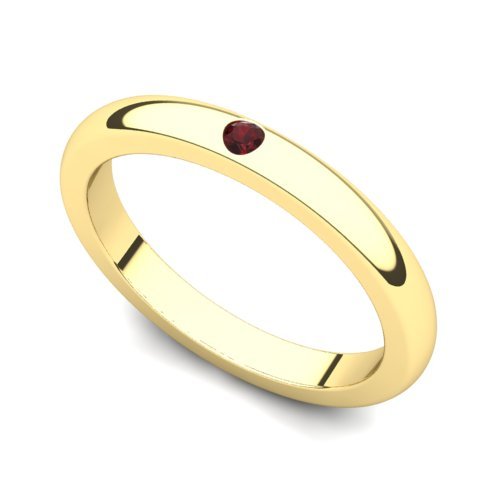 14k Yellow Gold Bezel set Garnet Band Ring, 4.5