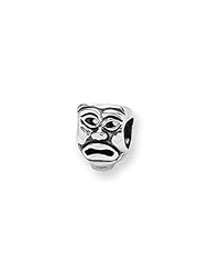 Tragedy Mask Charm in Silver for 3mm Charm Bracelets