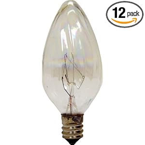 GE Lamps 48394 15-Watt Crystal Clear Flame Tip Auradescent F10, 12-Pack by General Electric
