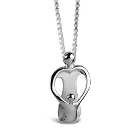 Loving Family® Sterling Silver Small Pendant with Extender - Mother and 1 Child