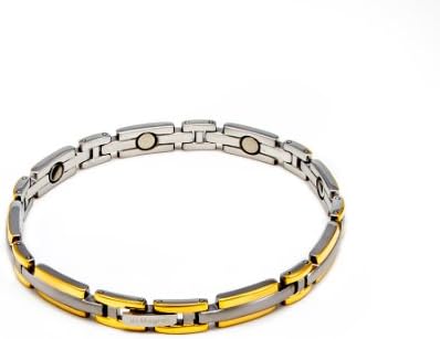 Women's Stainless Steel & Gold Plate High Fashion Magnetic Therapy Bracelet
