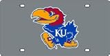 Kansas Jayhawks Laser Cut Silver License Plate