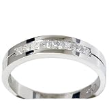 Mens Ring .40ct Square Cut Real Diamond Channel Set Wedding Band 14K White Gold