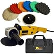 DeWalt DW849 Heavy Duty Variable Speed Polisher along with a Professional 6 Pad Buffing and Polishing Kit with 6 - 8" Grip Pads