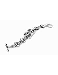Twisted Blade Silver Fleur De Lis Link ID Bracelet 9 Inches
