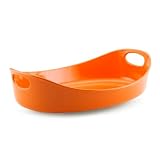 Rachael Ray Stoneware 3-Quart Large Oval Bubble & Brown Baker, Orange