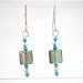 Turquoise Gemstone, Green Czech Glass Bead and Sterling Silver Dangle Earrings, #8625