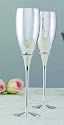 PAIR OF FLUTES WITH CRYSTAL RING - FLUTES W/ RING OF CRYSTALS (PR), SILVER PLATED.