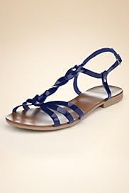Leather Open Toe Twist Strap Sandals