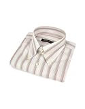 Forzieri Light Gray Striped Short-sleeve Cotton Italian Dress Shirt
