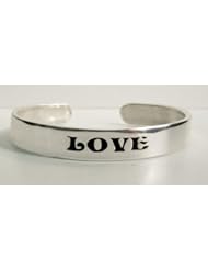 Love ...on a Sterling Silver Cuff Bracelet...Let Someone Know Whats In Your Heart