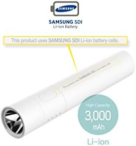 TSST SAMSUNG SDI battery cell Ultra Portable 3,000mAh External Battery Power Bank Charger with detacheable Flashlight for Samsung Galaxy, iPhone, iPad, HTC, and More (White), Ultra high charging speed 1.5A Max