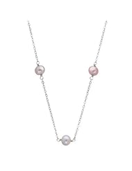 Purple Cultured Pearl and Chain Linked Necklace - 36"